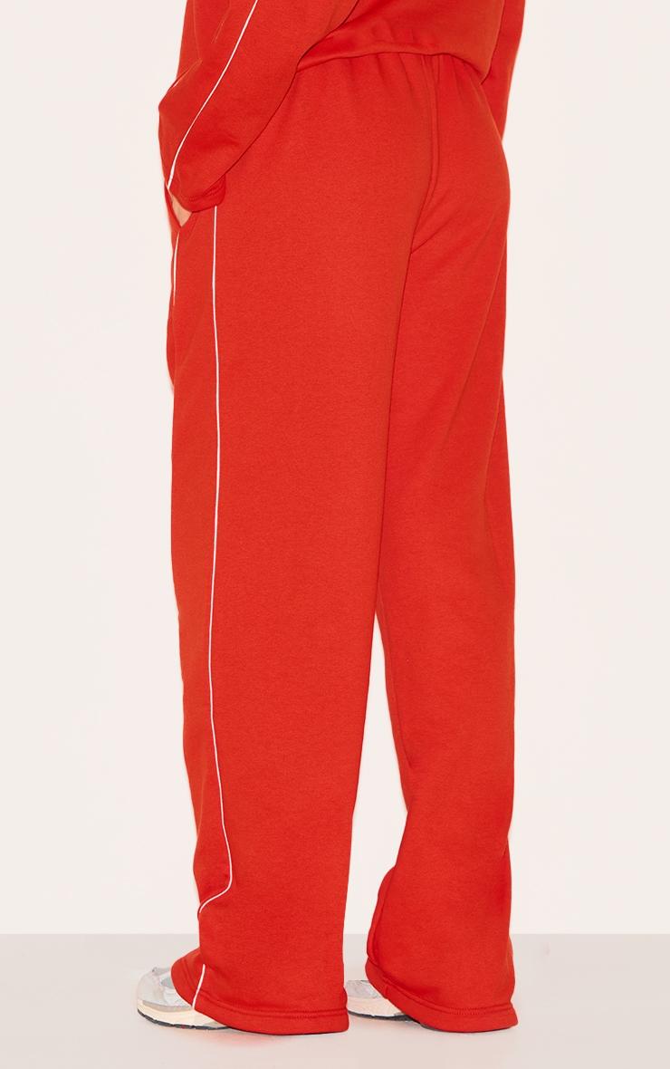 Red Contrast Piping Detail Wide Leg Sweatpants Product Image