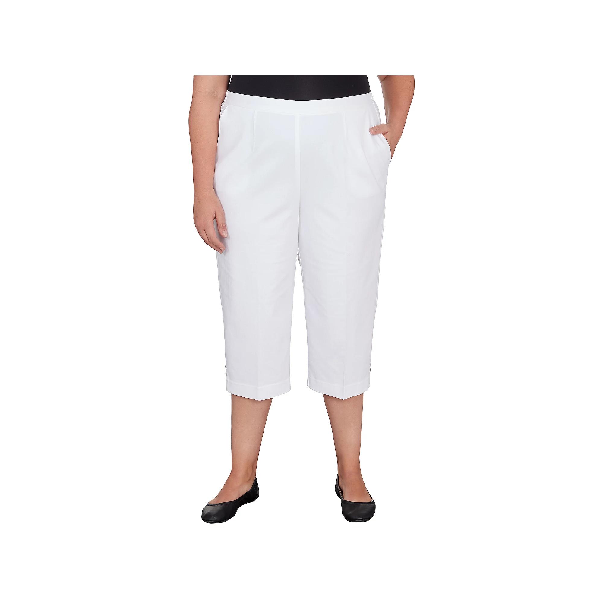 Plus Size Alfred Dunner Twill Split Hem Capri Pants, Women's, Size: 24 W, White Product Image