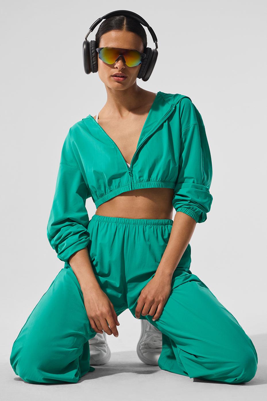 Cropped Breezy Full-Zip Hoodie - Spruce Green Product Image