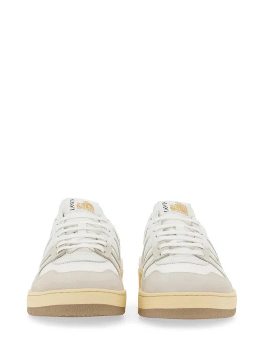 LANVIN Mesh And Leather Clay Sneakers With In White Product Image