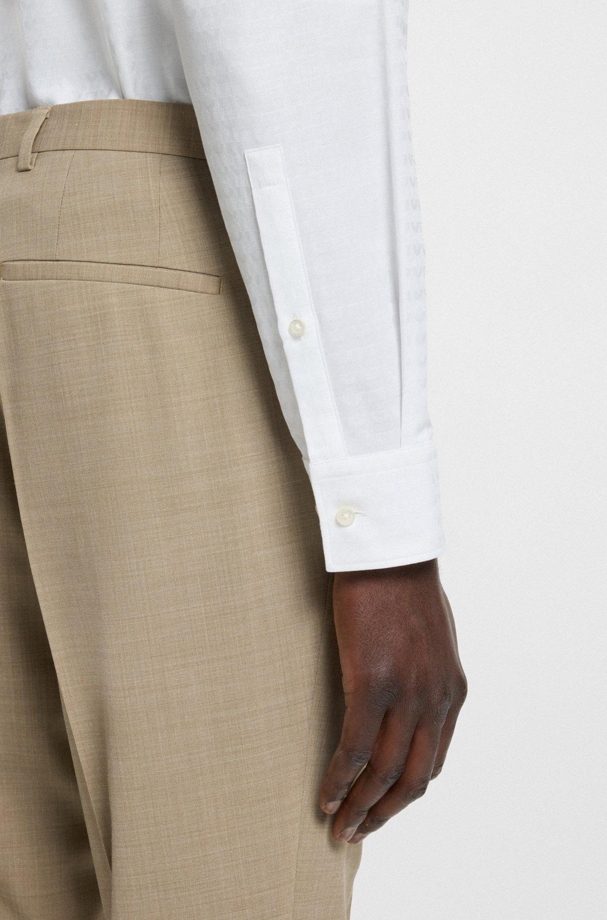 HUGO - Slim-fit shirt in cotton with logo jacquard - White Product Image