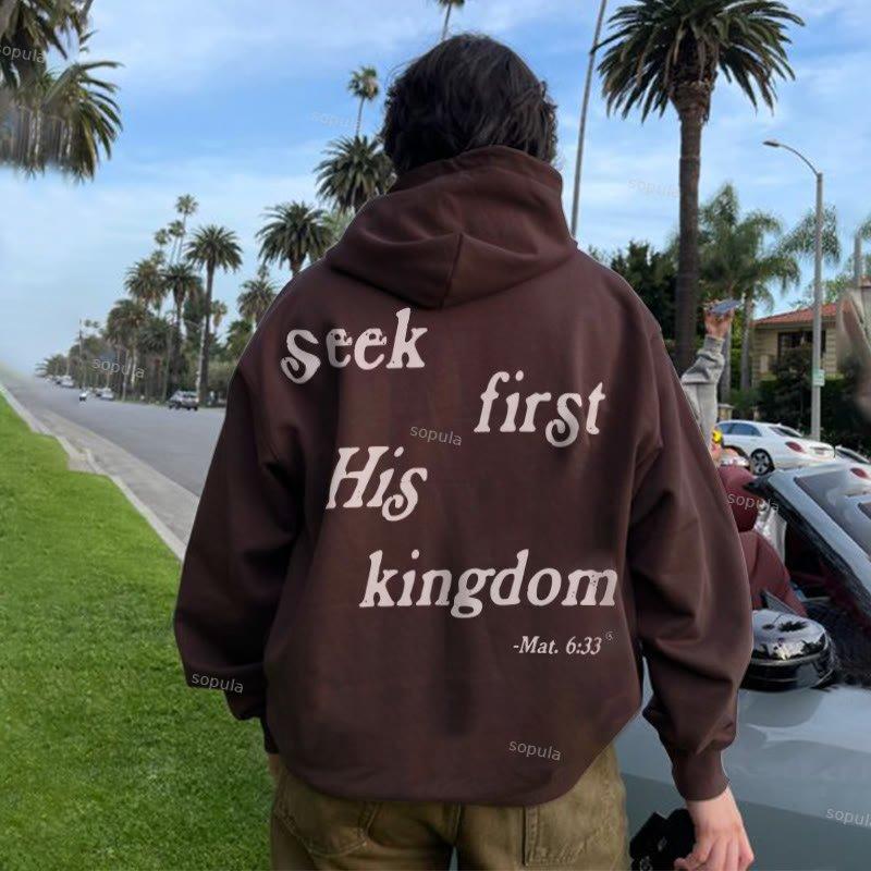 Seek First His Kingdom Oversized Graphic Hoodie Product Image