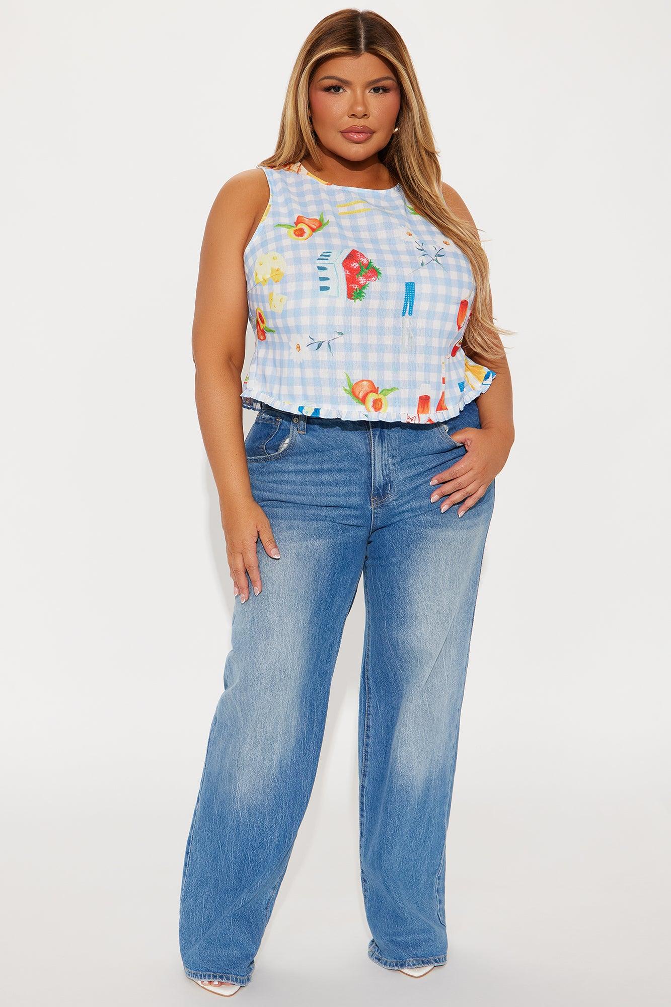 Sunday Picnic Gingham Top - Blue/combo Product Image