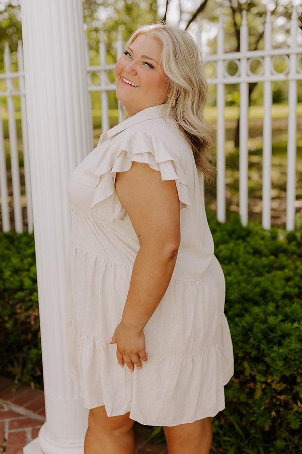 Newsworthy Style Linen-Blend Babydoll Dress In Stone Curves Product Image