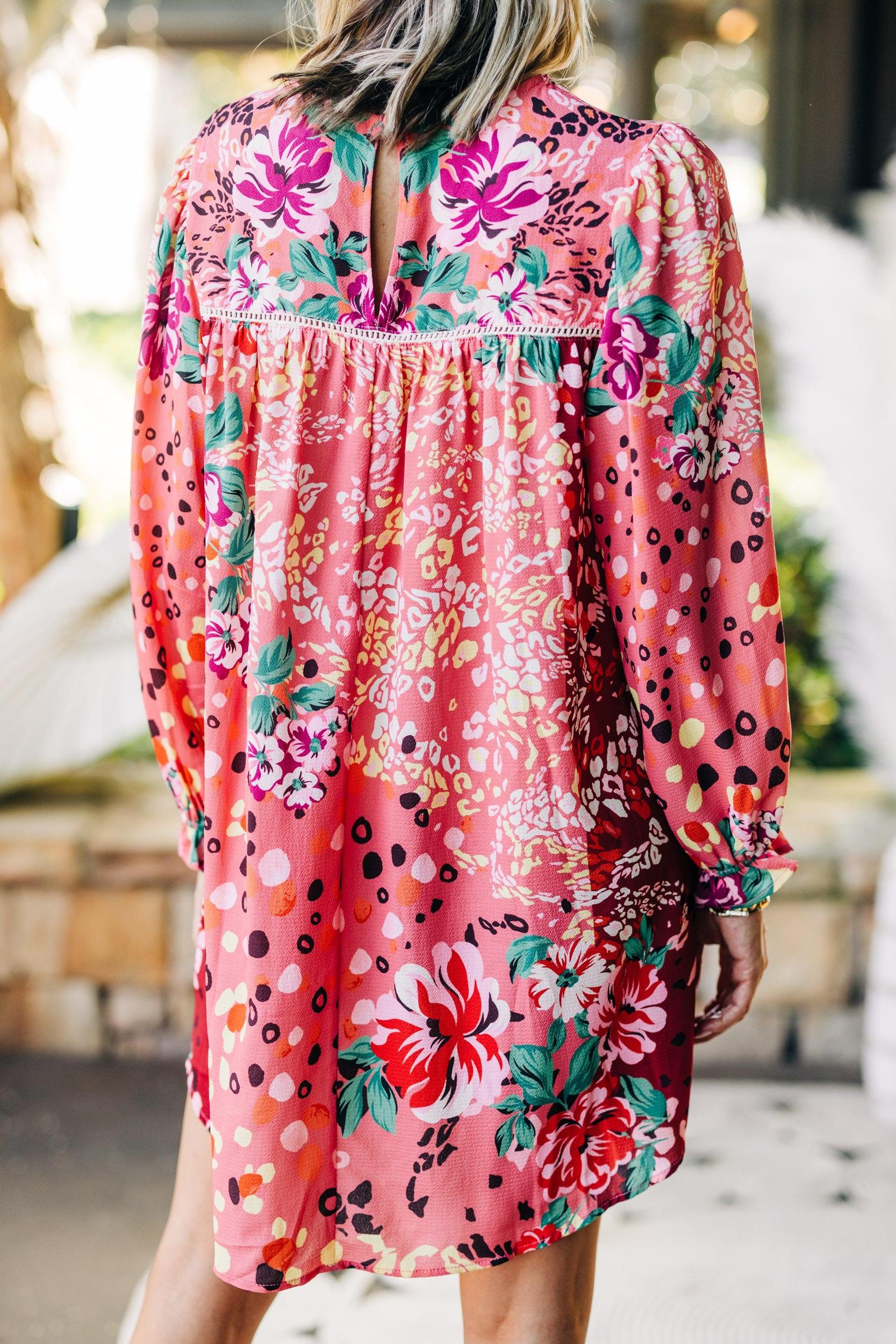 Feeling Compelled Mauve Pink Mixed Print Dress Female Product Image