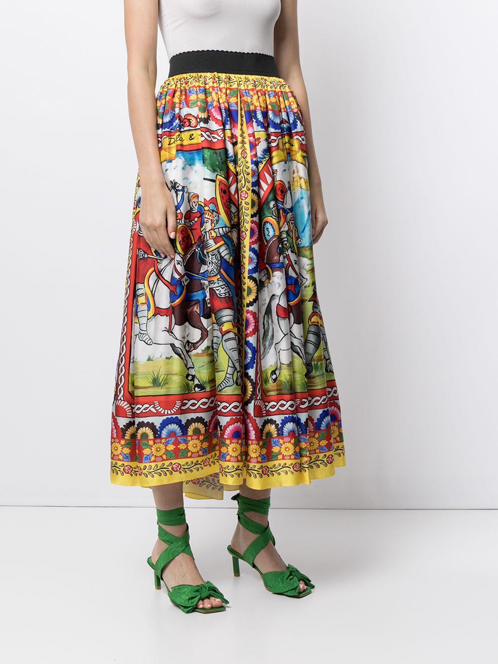 Carretto-print twill midi skirt Product Image