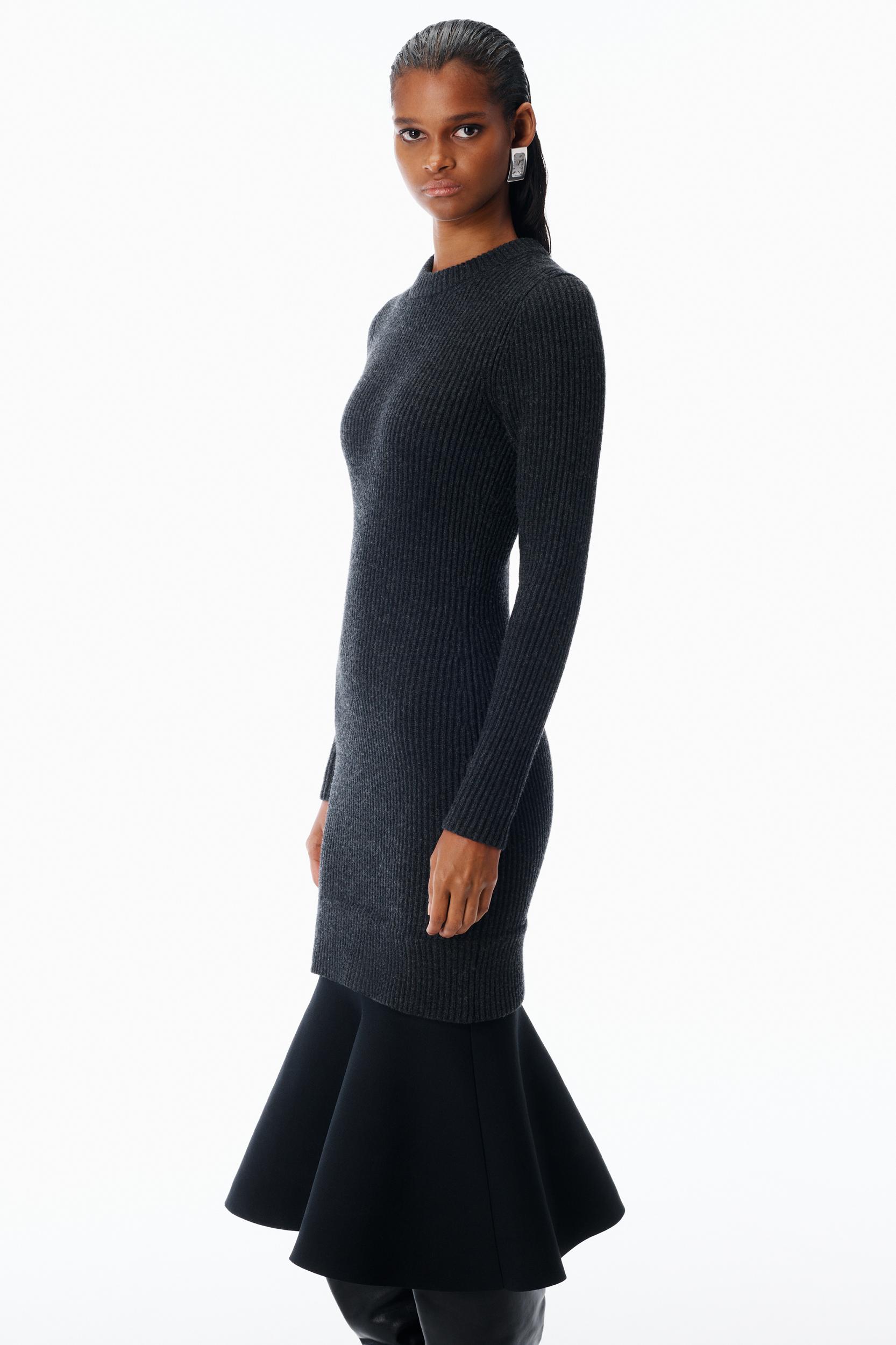 Ribbed Long-sleeve Dress In Wool   Product Image
