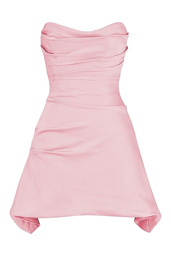 Jasmine  rose pink draped strapless corset dress Product Image