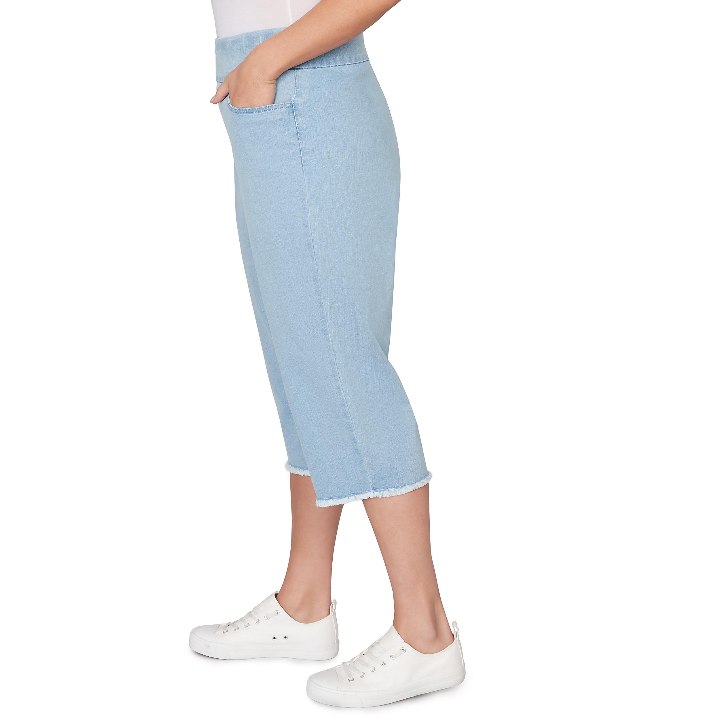 Alfred Dunner Super Stretch Denim Fringe Capri Pant- Petite Product Image