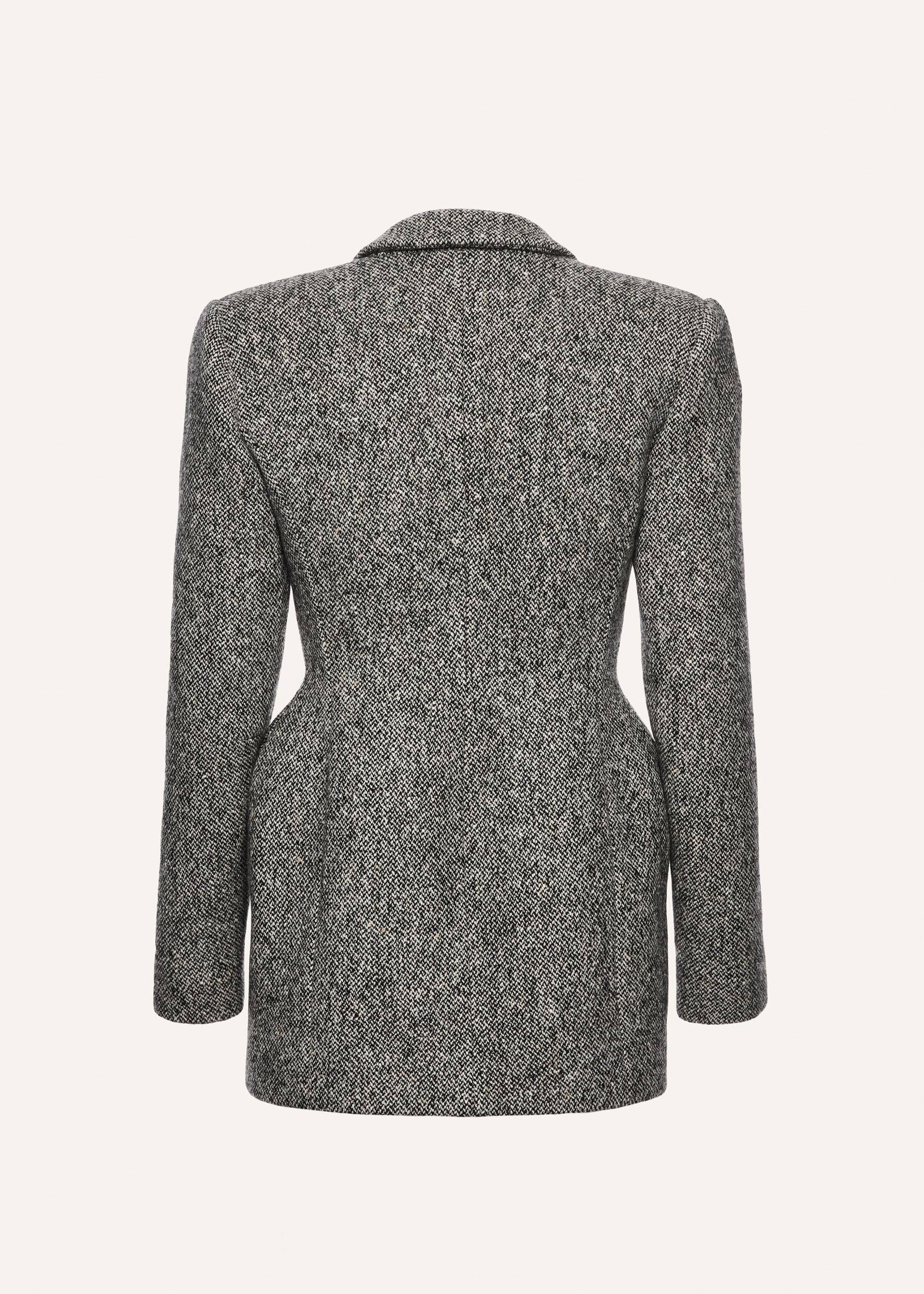 Sculpted hourglass blazer in grey melange Product Image