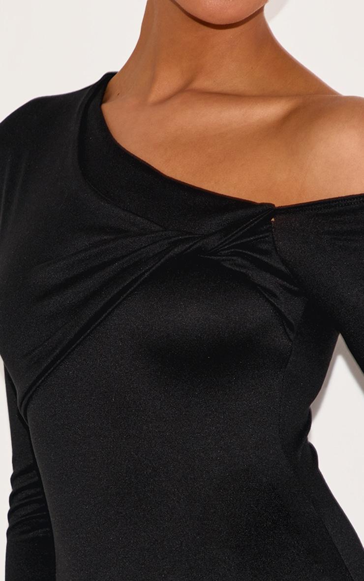  Black Double Contour Twist Detail Long Sleeve Maxi Dress Product Image