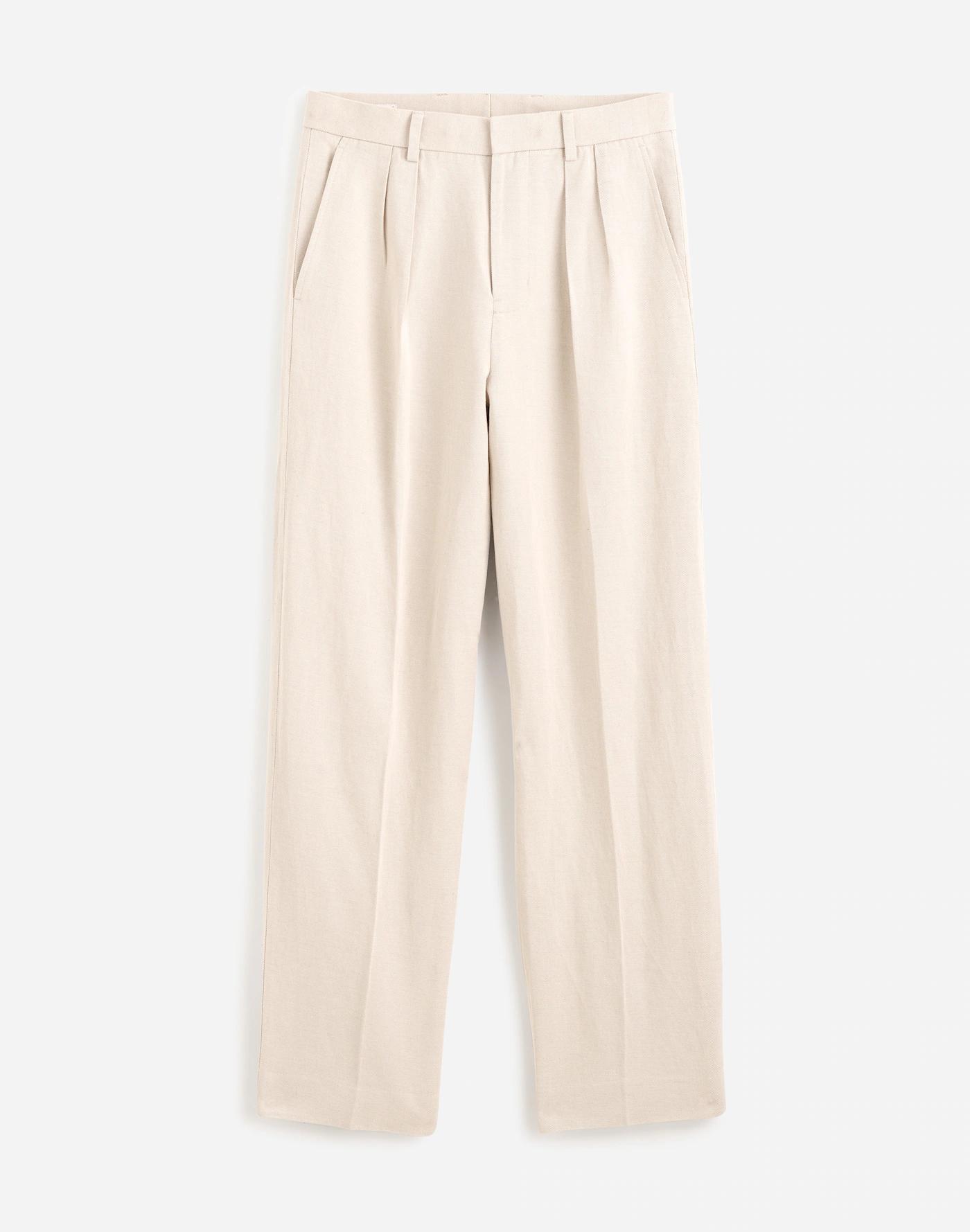 Double-Pleated Trouser in Cotton-Linen Blend Product Image