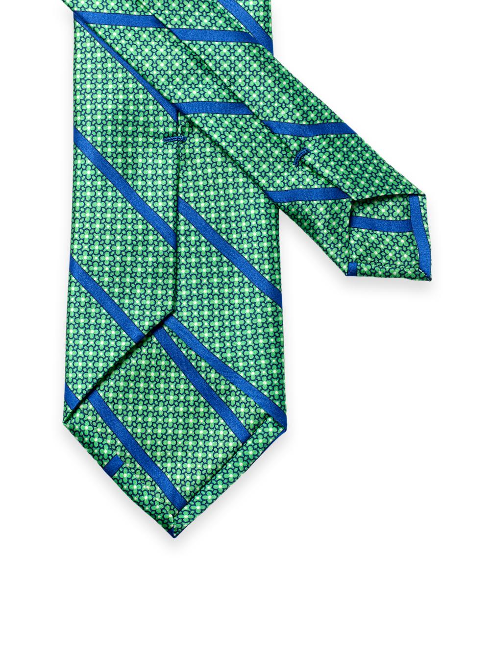 Stripe Printed Italian Silk Tie - Green/blue Product Image