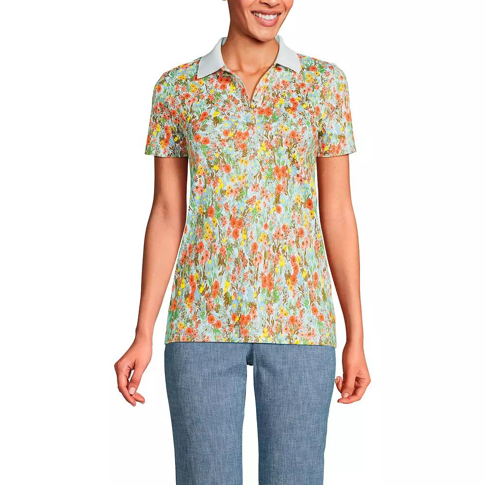 Petite Lands' End Supima Cotton Short Sleeve Polo Shirt, Women's,  Product Image