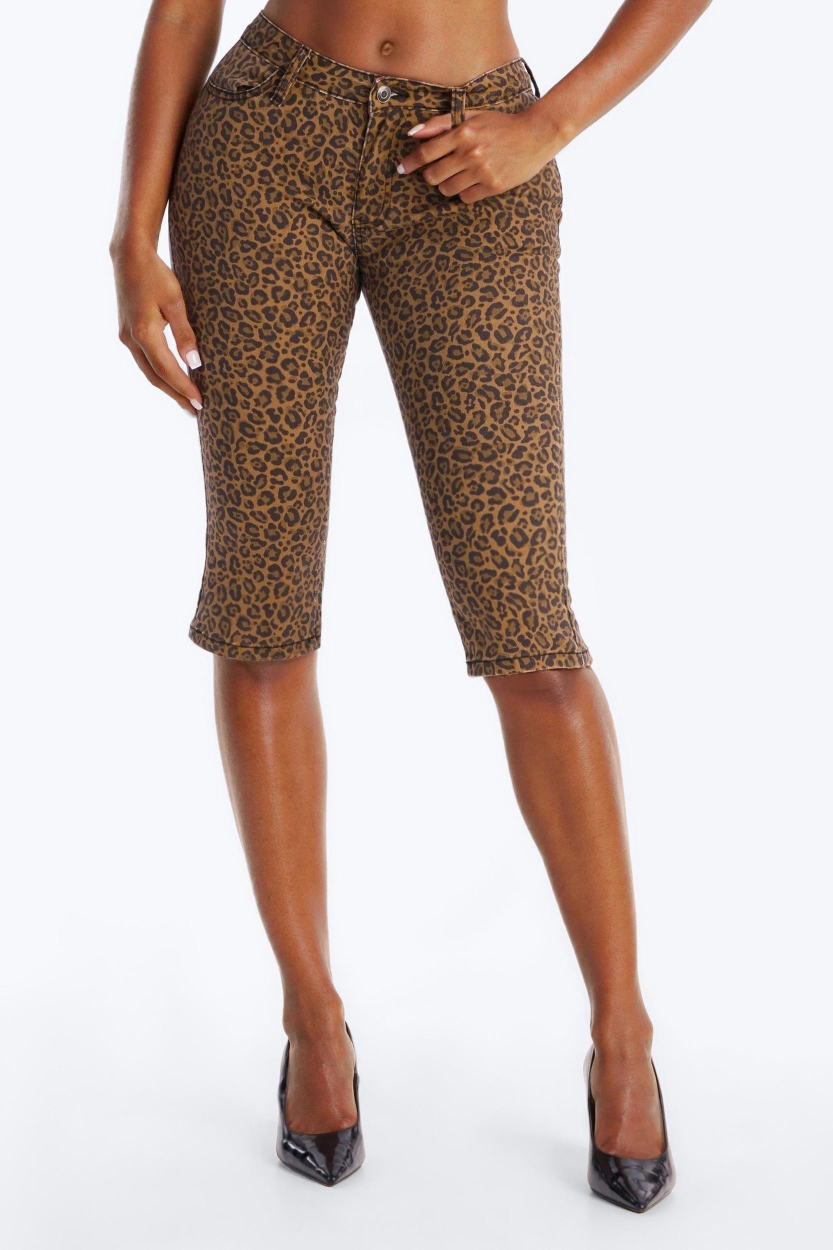 Retro Animal Skinny Capri Jeans - Brown Combo Female Product Image