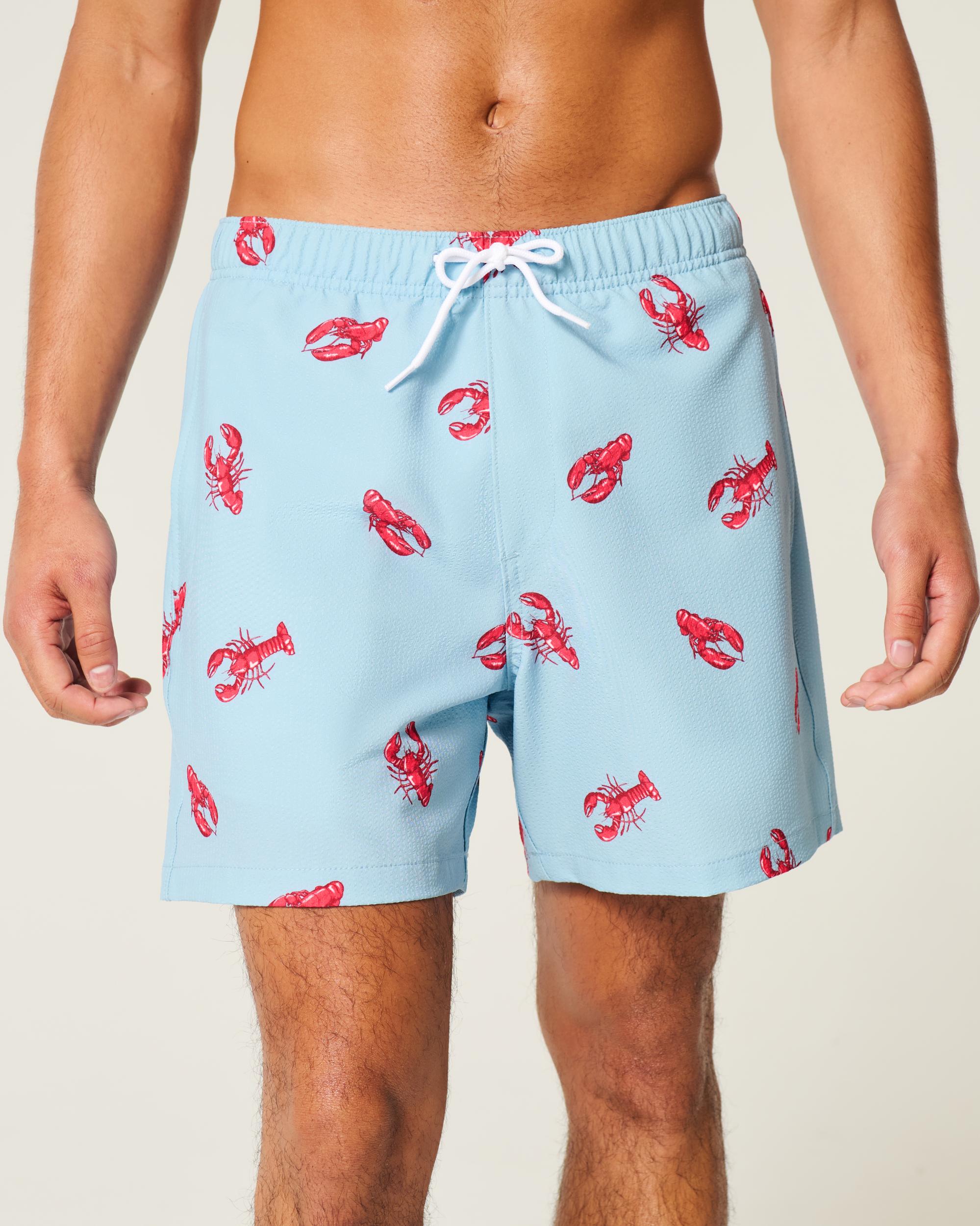Mid-Thigh Seersucker Volley Swim Trunks Product Image