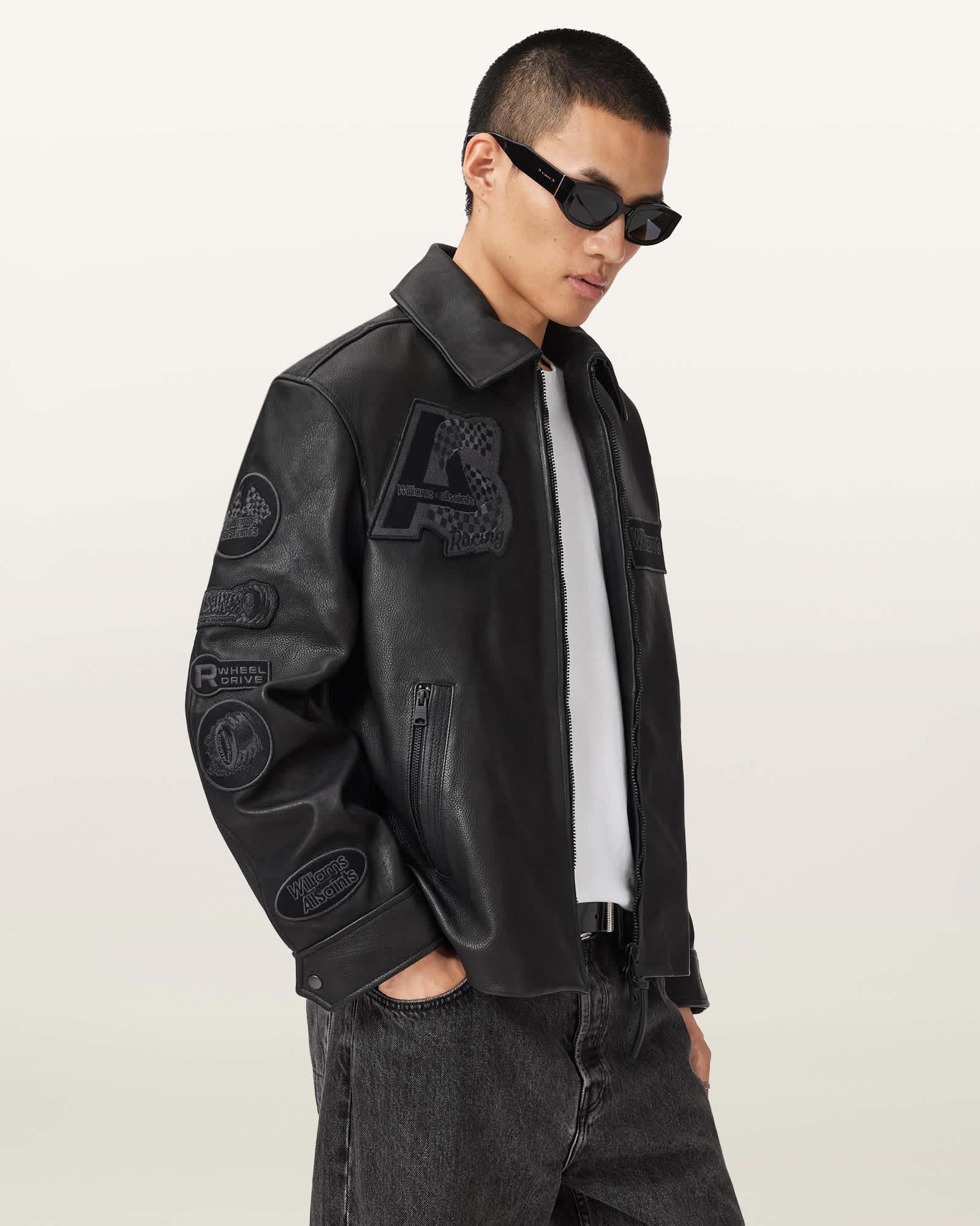 Williams X AllSaints Garrison Leather Jacket Black | ALLSAINTS US Product Image