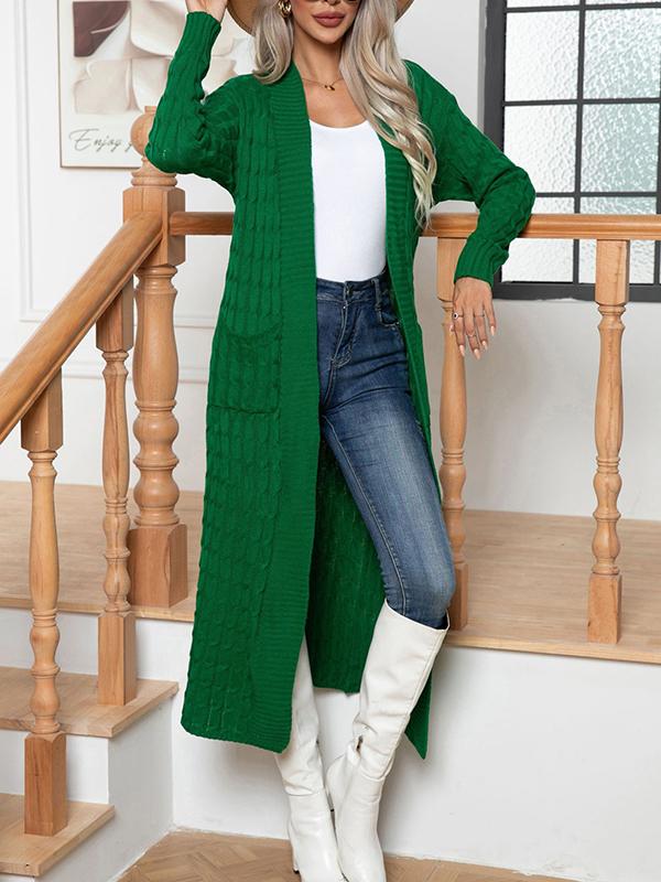 Long Sleeves Loose Solid Color Split-Joint Cardigan Coats Product Image