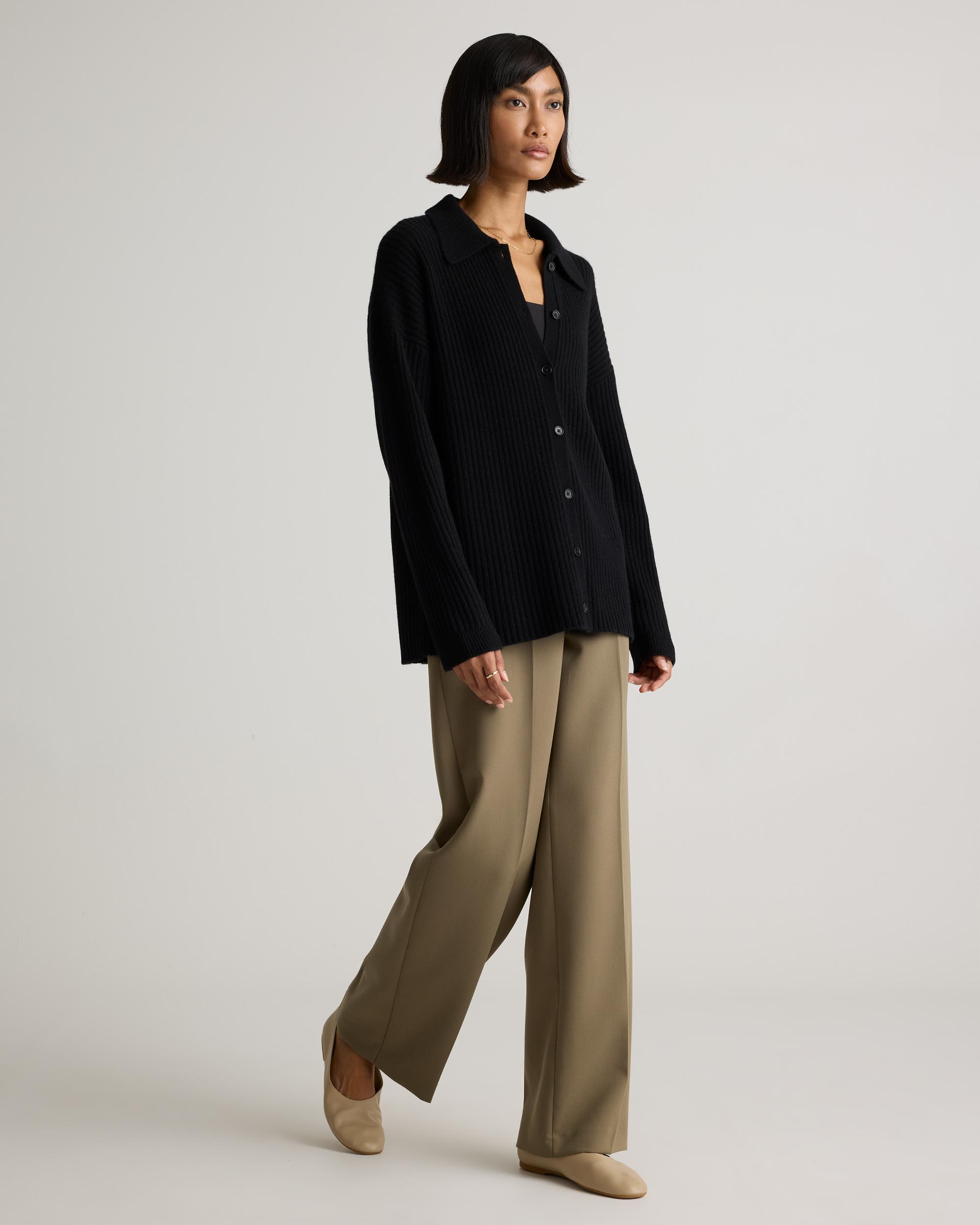 Quince | Women's Mongolian Cashmere Wide-Rib OverSized Collared Cardigan Sweater Size XS Product Image