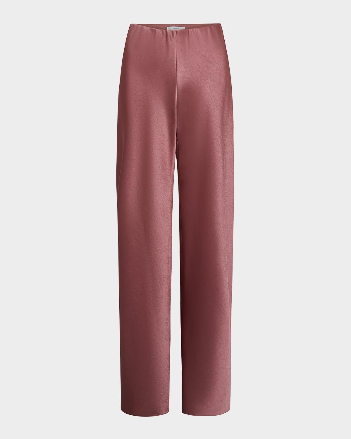 Womens Fluid Bias-Cut Satin High-Rise Trousers Product Image