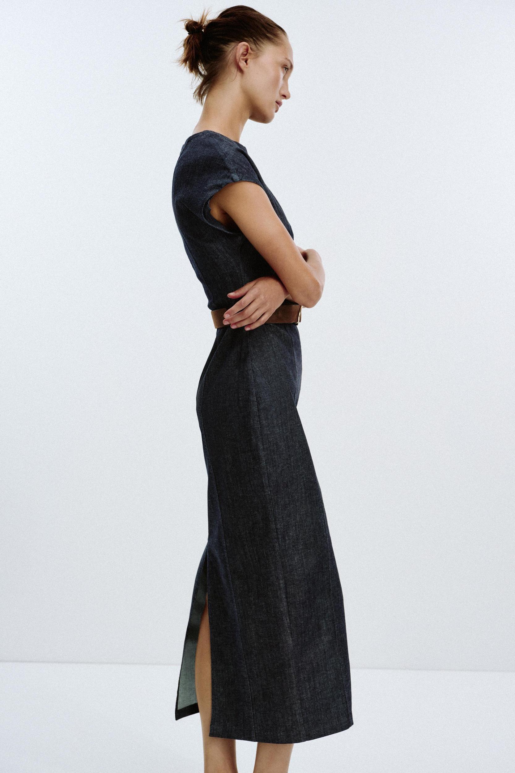 BELTED FITTED MIDI DRESS Product Image