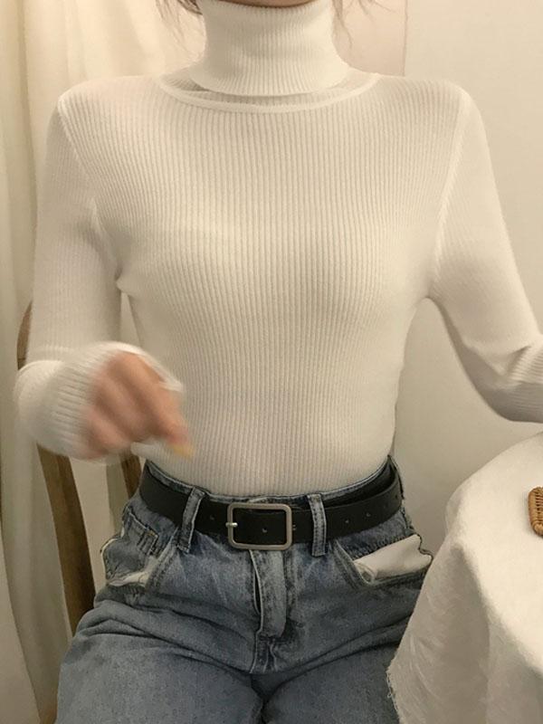 High Neck Jumper Knit Top Product Image