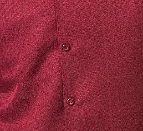 Burgundy Tone-on-tone Windowpane Walking Suit 2 Piece Short Sleeve Set Product Image