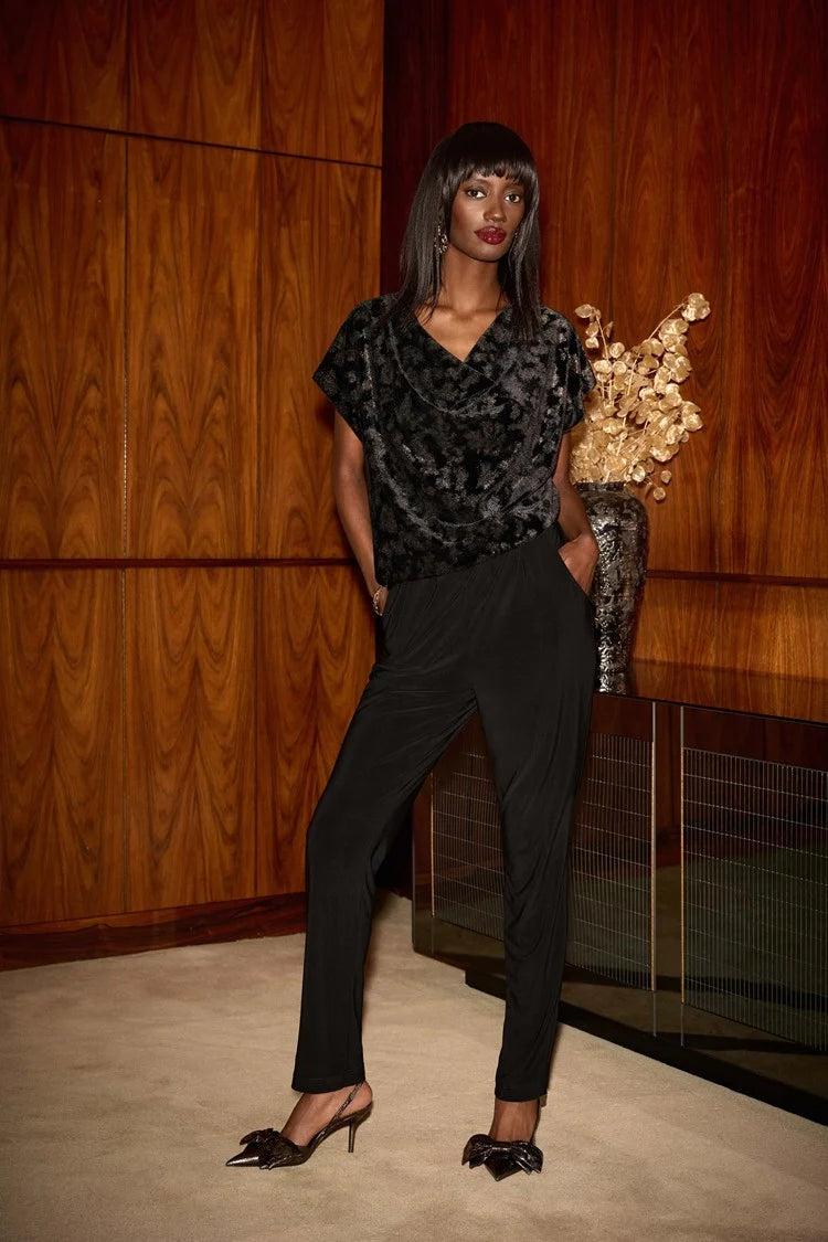 Silky Knit And Foiled Velvet Jumpsuit Product Image