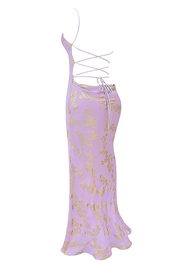Capriana   orchid jacquard satin gown Product Image