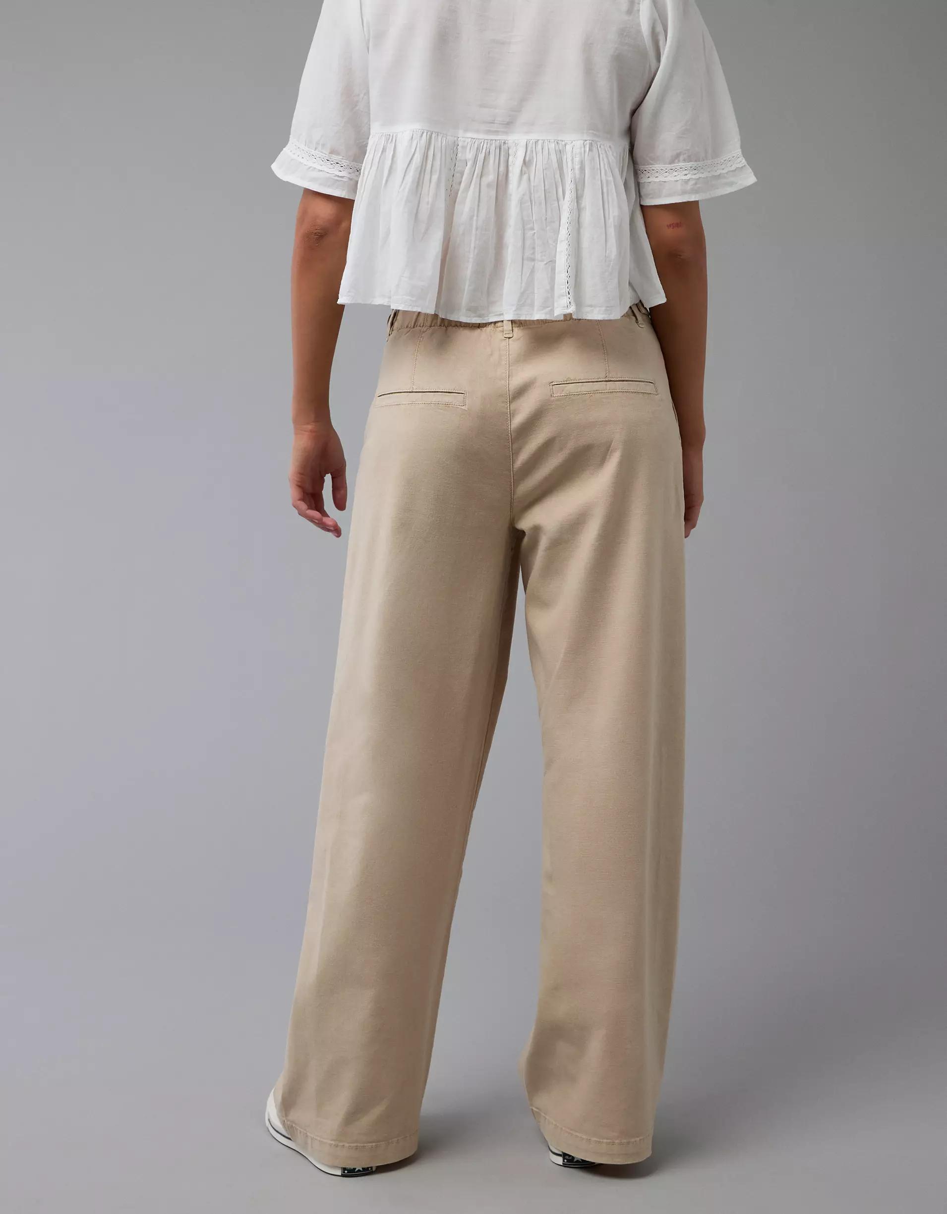 AE Stretch Linen-Blend High-Waisted Wide-Leg Trouser Product Image