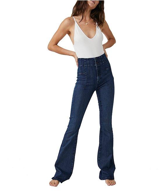 Free People Jayde High Rise Stretch Denim Flared Leg Denim Jeans Product Image