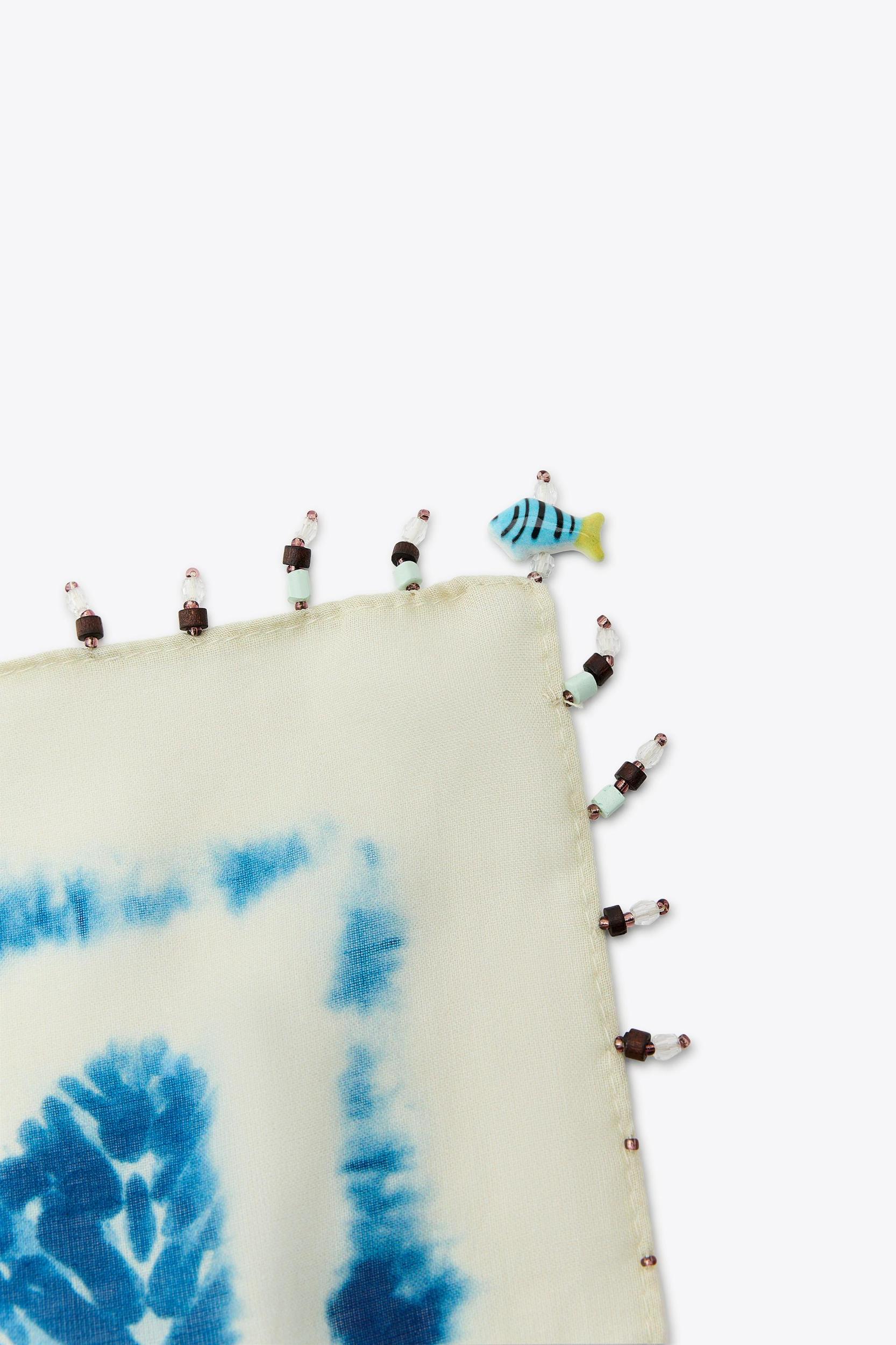 FISH AND BEAD PRINTED SCARF Product Image