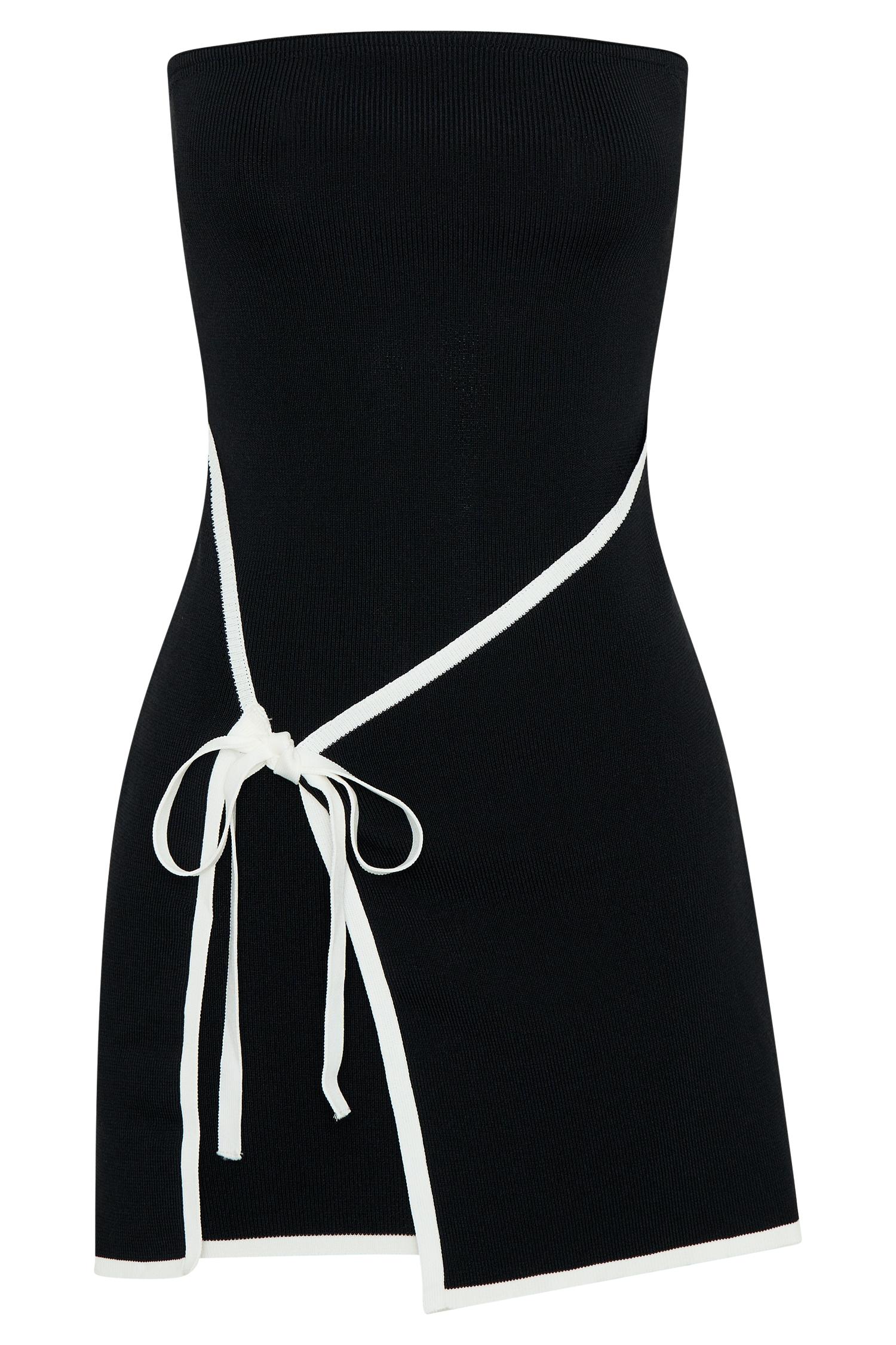 Rian Strapless Knit Mini Dress - Black Product Image