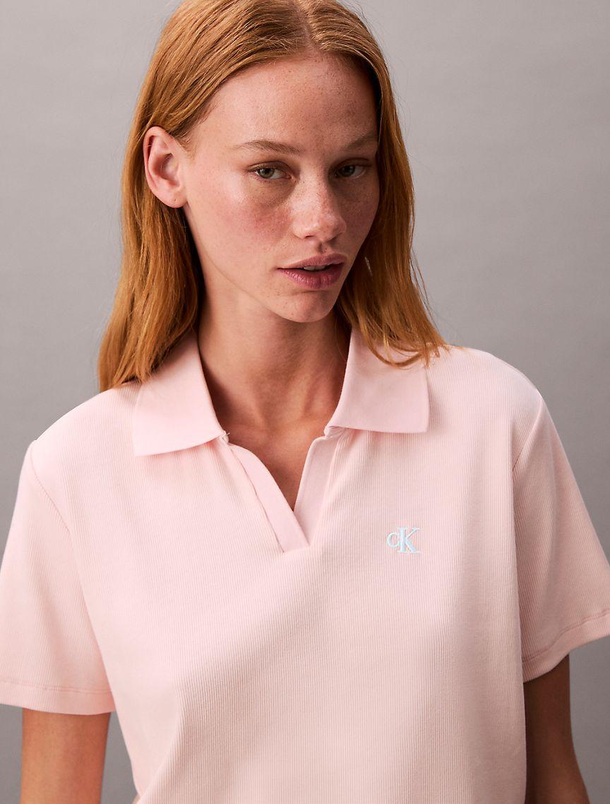 Cotton Contour Rib Polo Tee Product Image