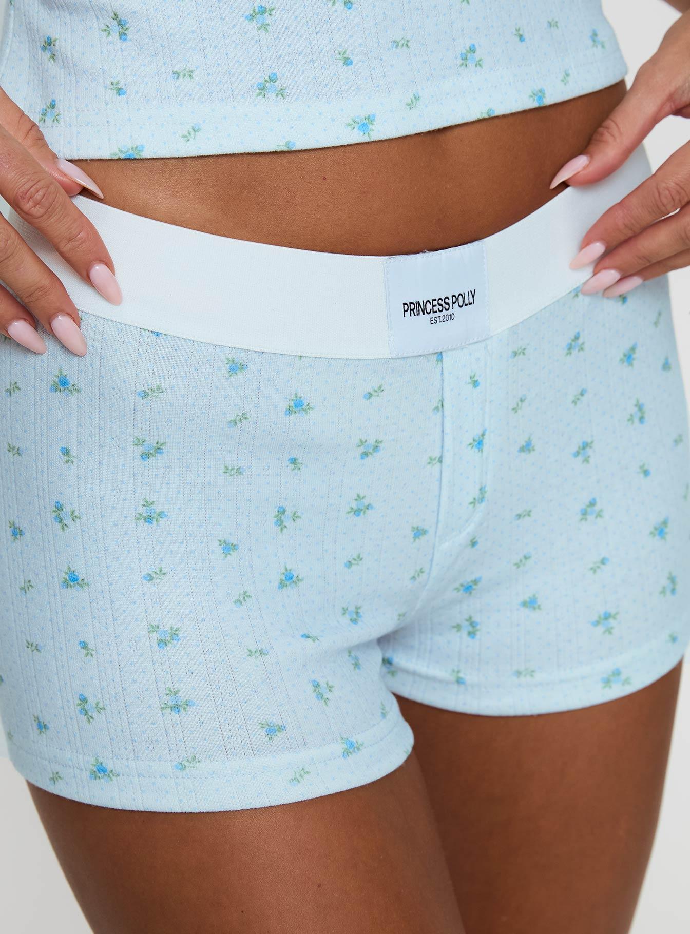 Lullabies Pointelle Sleep Shorts Blue Product Image