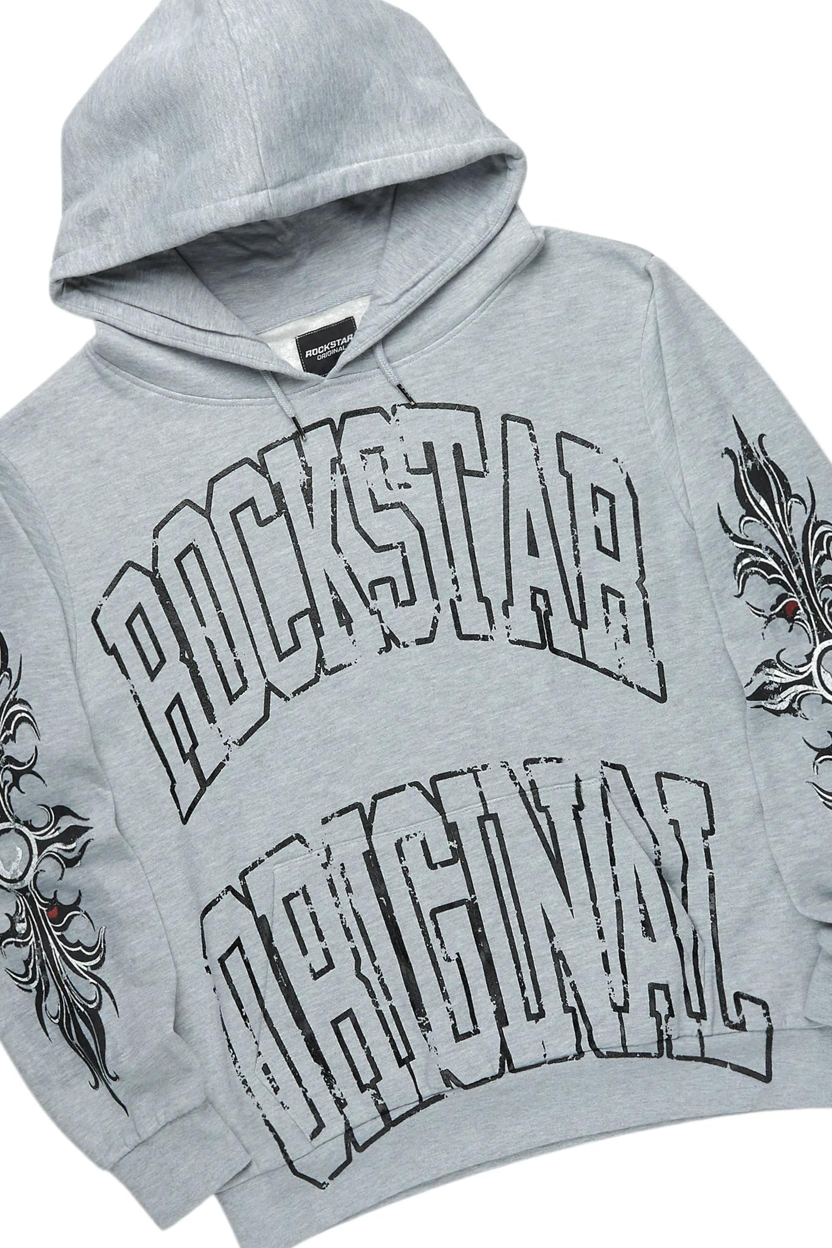 Akio Heather Grey Hoodie/Baggy Track Pant Set Male Product Image