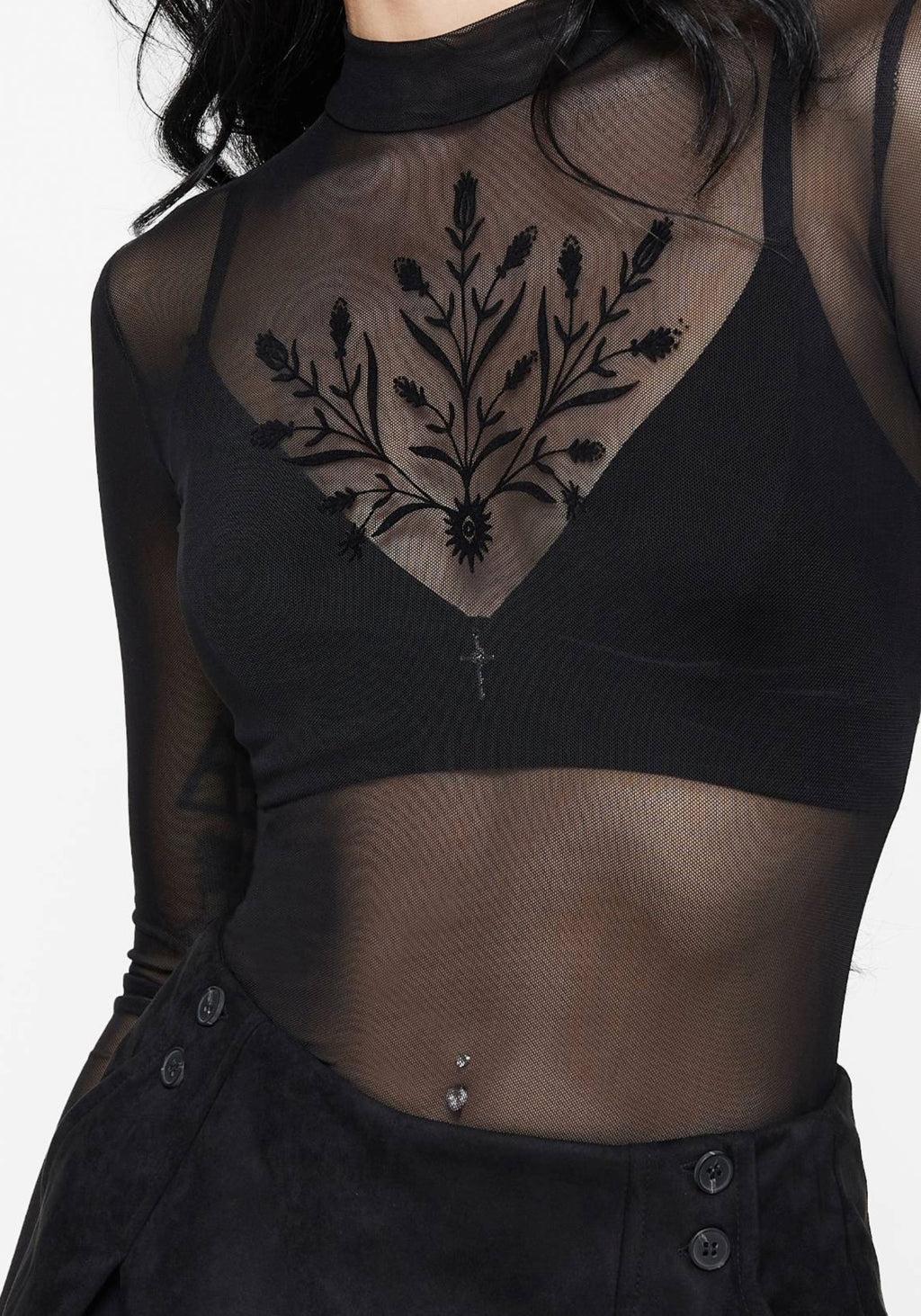 Cybele Floral Flocked Mesh Bodysuit Product Image