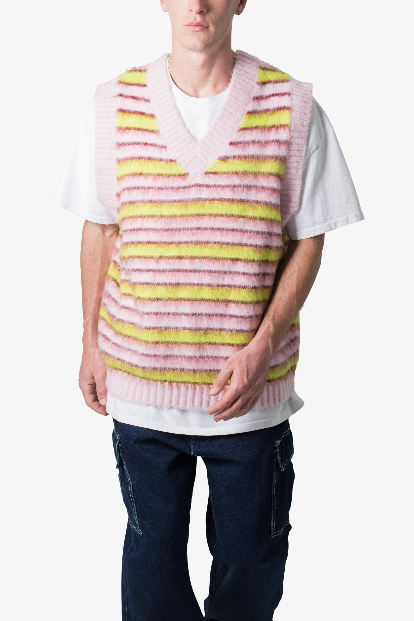 Striped Mohair Sweater Vest - Purple Product Image