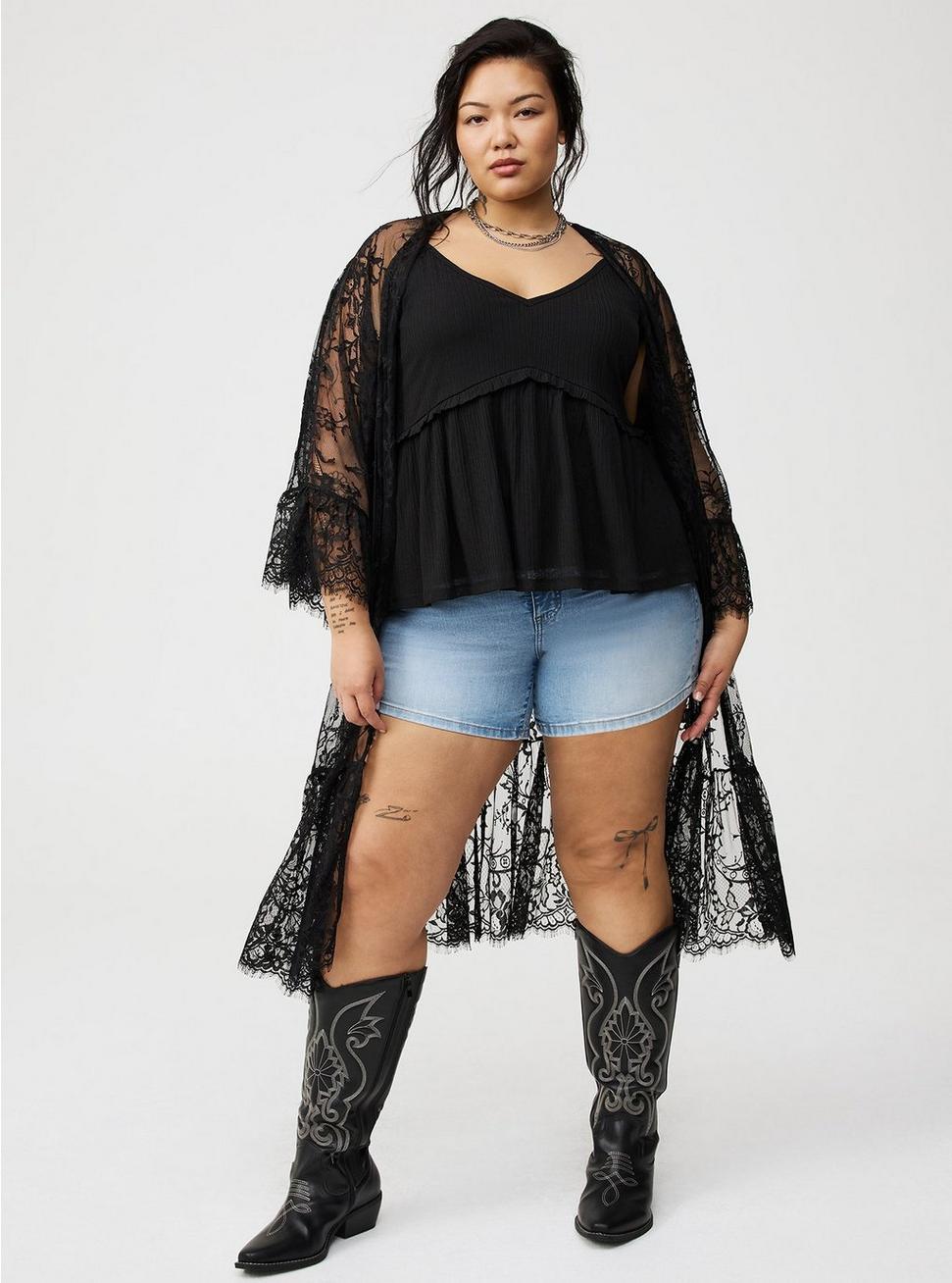 Lace Scallop-Trim Kimono Product Image