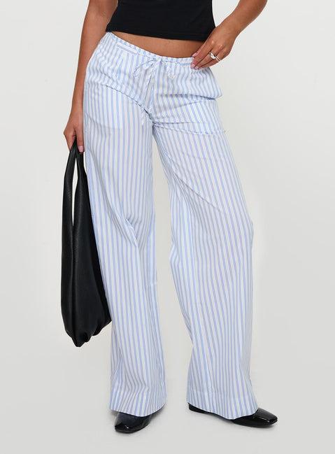 Collied Low Rise Pants Blue / White Stripe Product Image
