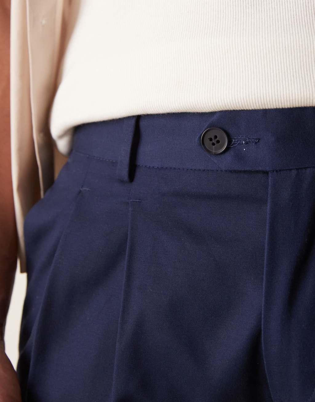 ASOS DESIGN smart slim fit cotton chino pants in navy Product Image