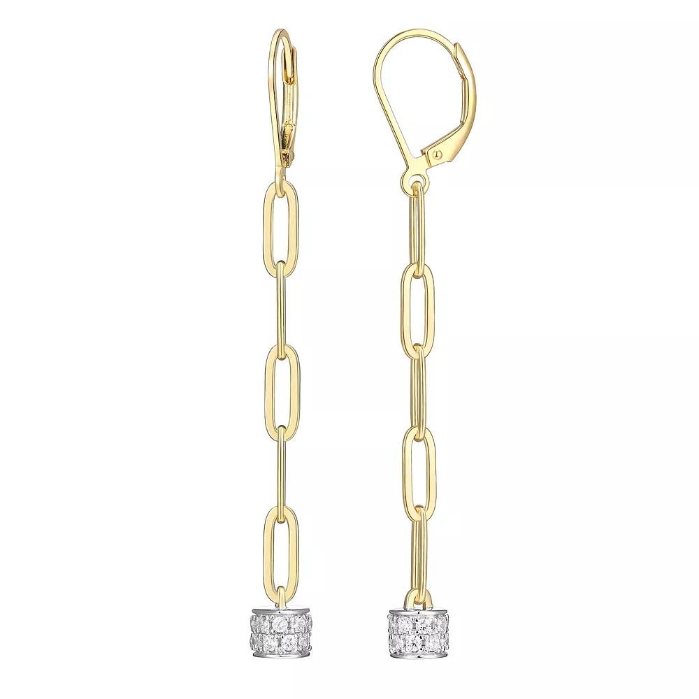 18k Gold Over Silver Cubic Zirconia Link Drop Earrings, Women's, 18k Gold Plated Product Image