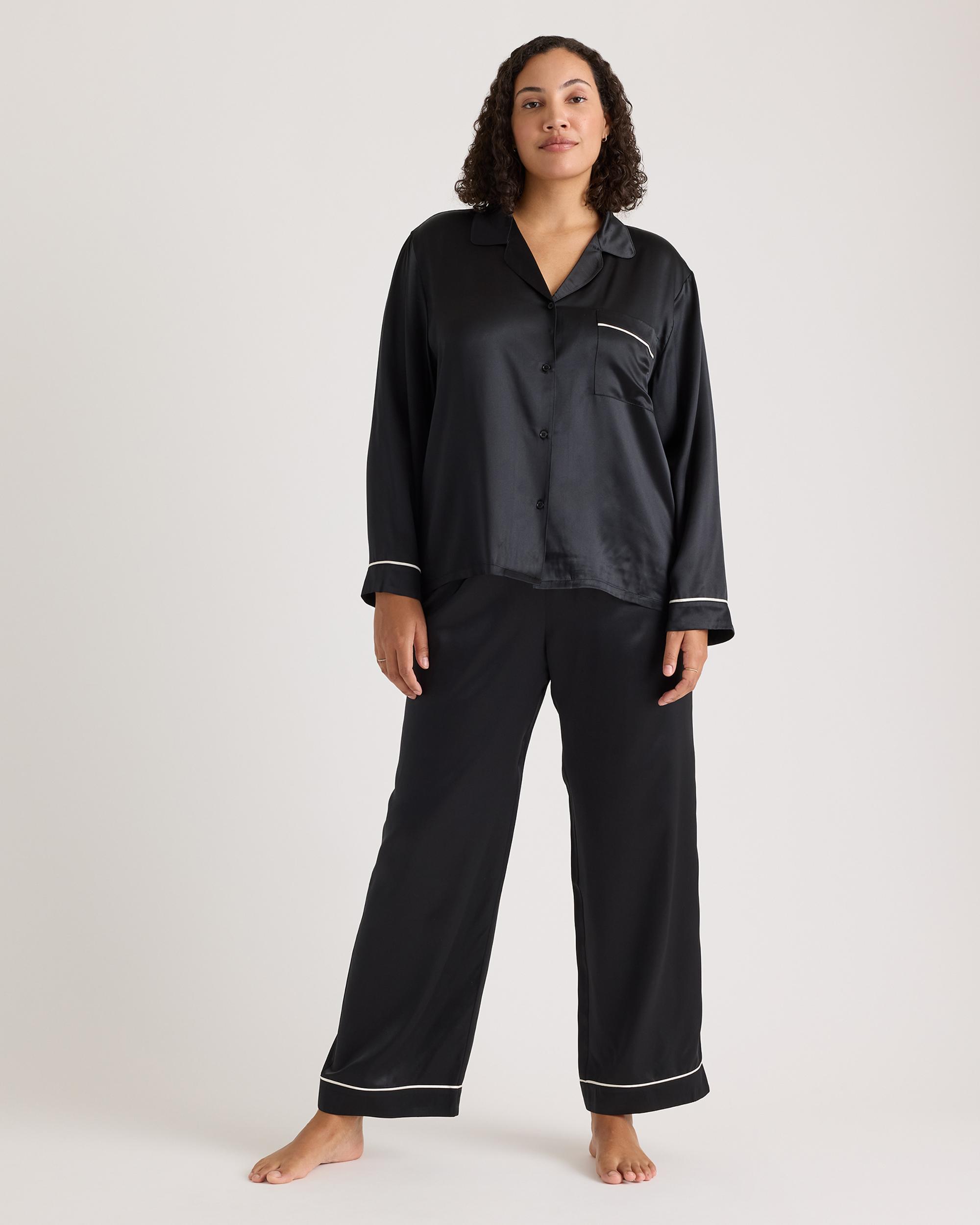 Quince | Women's Satin Pajama Long Sleeve Top Mulberry Silk Product Image