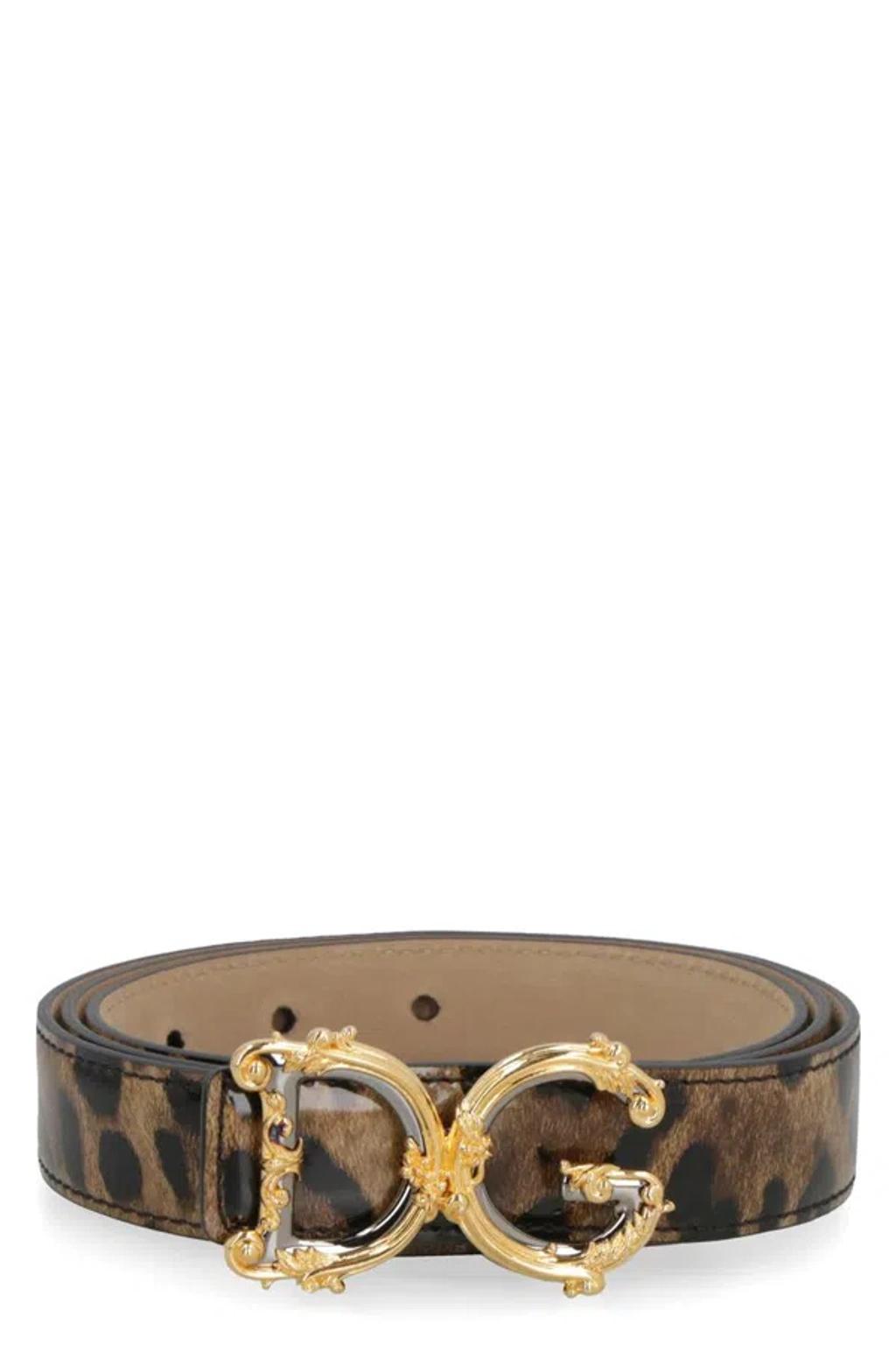 DOLCE & GABBANA Dg Leopard-print Patent Leather Belt In Multi Product Image