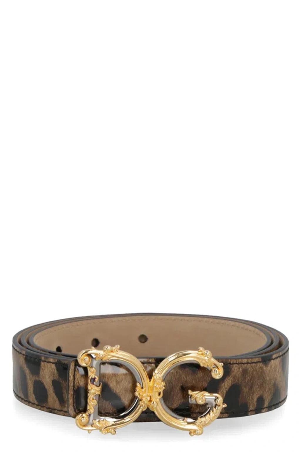 DOLCE & GABBANA Dg Leopard-print Patent Leather Belt In Multi Product Image