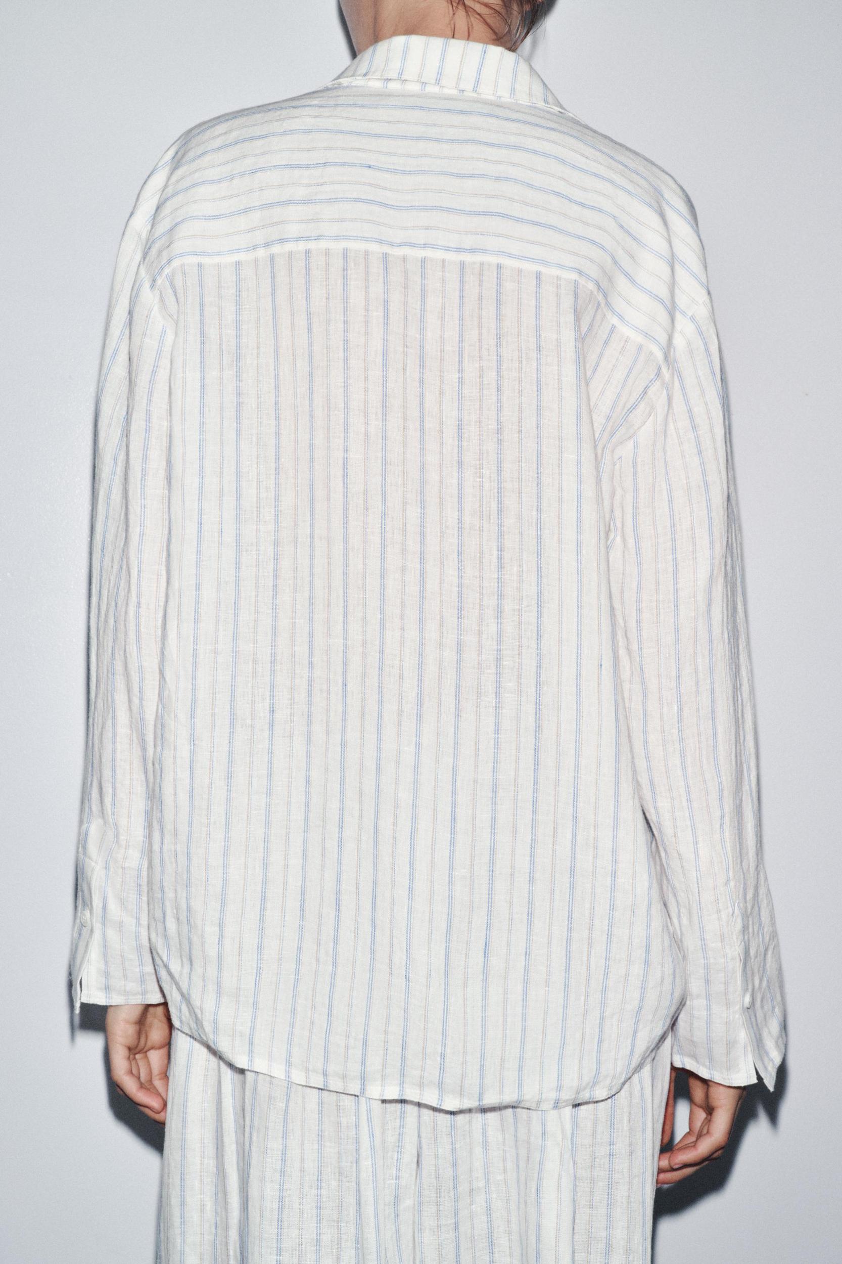 ZW COLLECTION STRIPED LINEN PAJAMA SHIRT Product Image