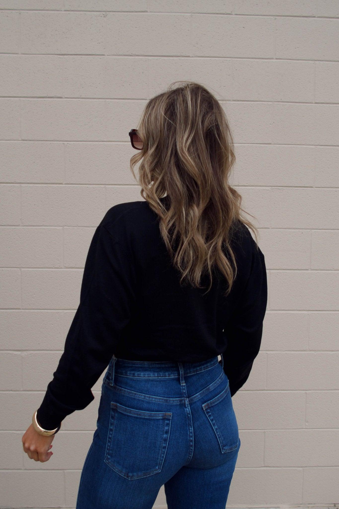 Black V Neck Buttoned Cardigan Female Product Image