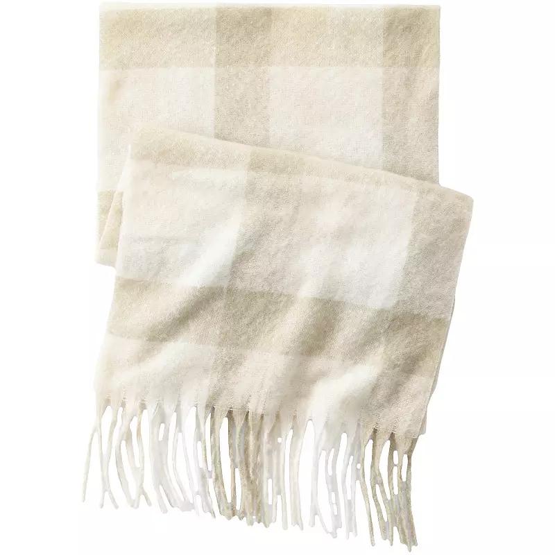 Women's Lands' End Brushed Blanket Scarf, Alabaster Check Product Image