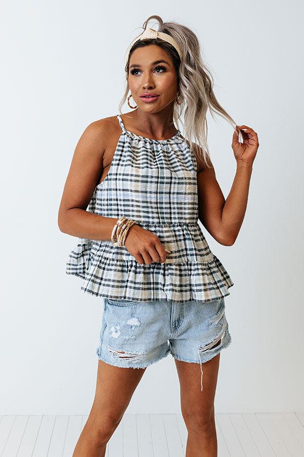 Friendship Circle Gingham Shift Top In Sky Blue Product Image