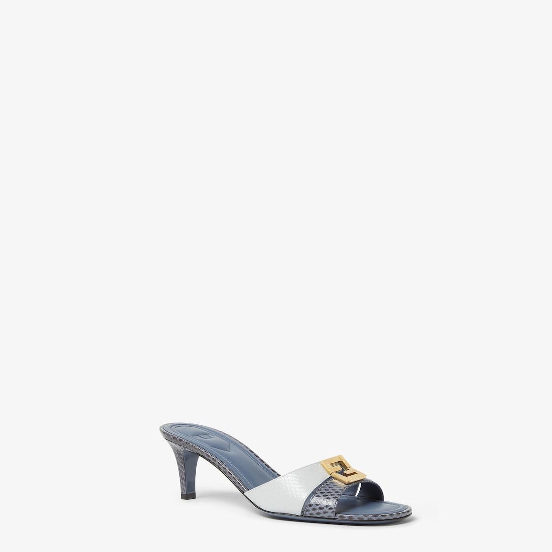 Fendi FFoldBlue and gray ayers medium-heeled sandals Product Image